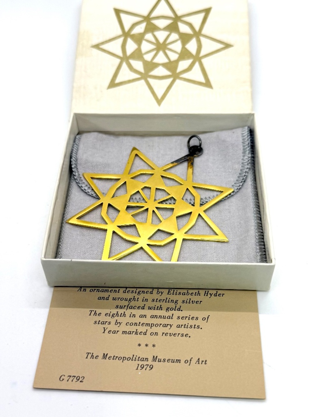 Metropolitan Museum of Art 1979 Star Ornament Gold Plate over Sterling Silver